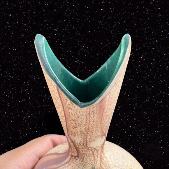 1950s PINE SCENTED POTTERY Marbled Vase Mid Century Ceramic Green Inside VTG - Picture 10 of 10